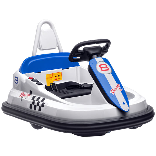 Bumper electric ride on kids battery car in white and blue for ages 3 and up from Sam's Toy World