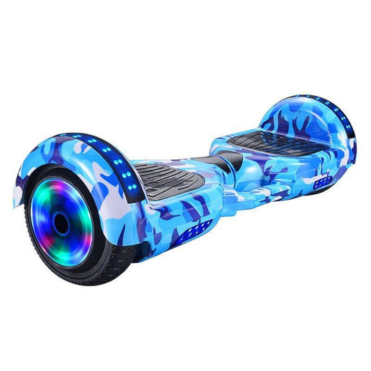 Blue camo hoverboard with LED lights and colorful wheels to buy bluetooth hoverboard for children Ahmedabad Gujarat online
