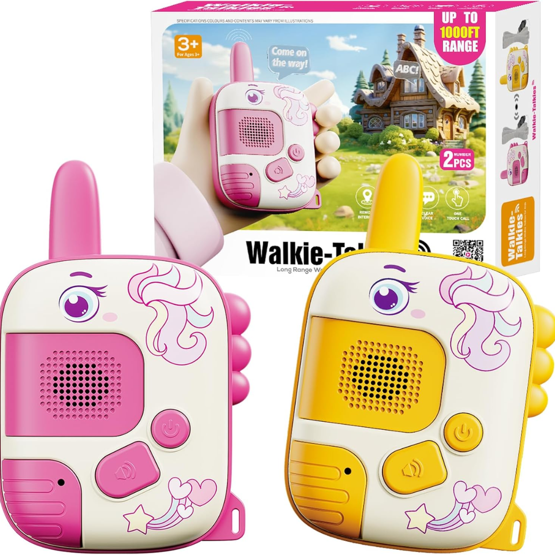 2 Pack Walkie Talkies For Girls Kids Ages 3-10 Birthday Gifts For Camping Outdoor Games Christmas Easter Holiday Toys