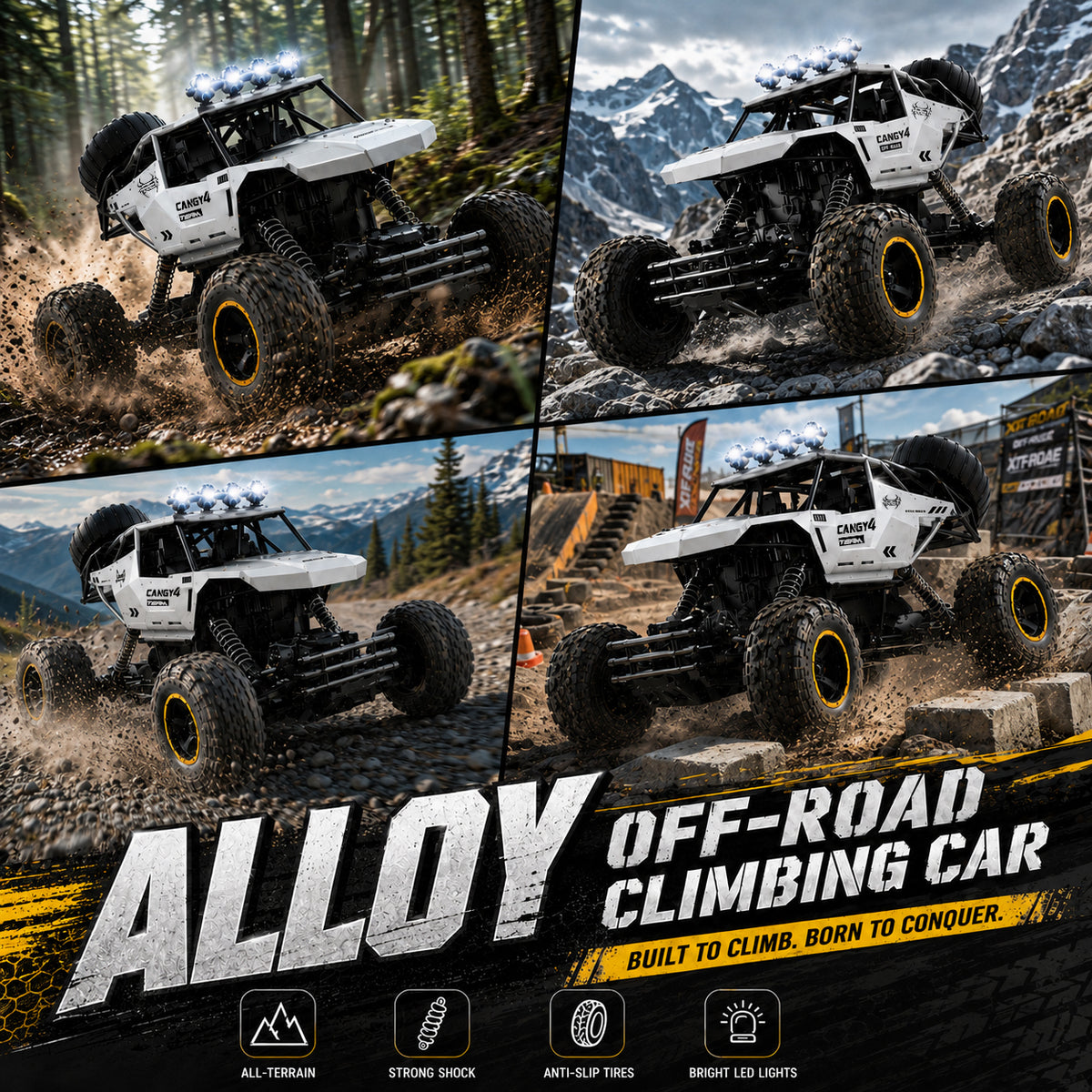 TEMU Can't Sale. Silver,Black RC Car Rock Crawler Rechargeable Off Road Truck 4WD, Metal Shell LED Headlights Remote Control Off Road Car Truck, Logistics Is Randomly Sent By UPS, USPS,UNI,GOFO.