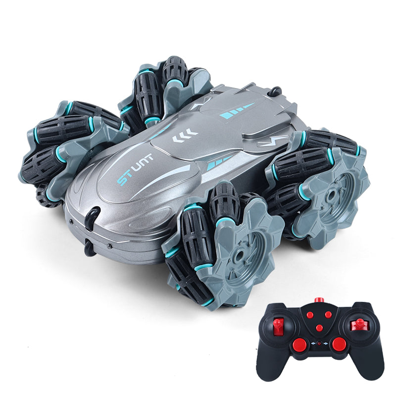Sam's Toy World Stunt Car on Remote Control in Gray with All-Terrain Tires for Kids Ages 6 and Up