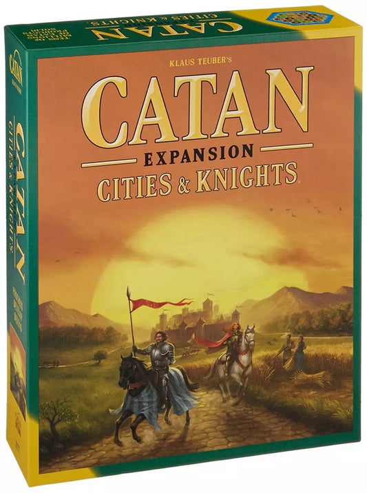 Catan 5th Edition board game India Ahmedabad Gujarat, Cities and Knights expansion box with knights on horseback