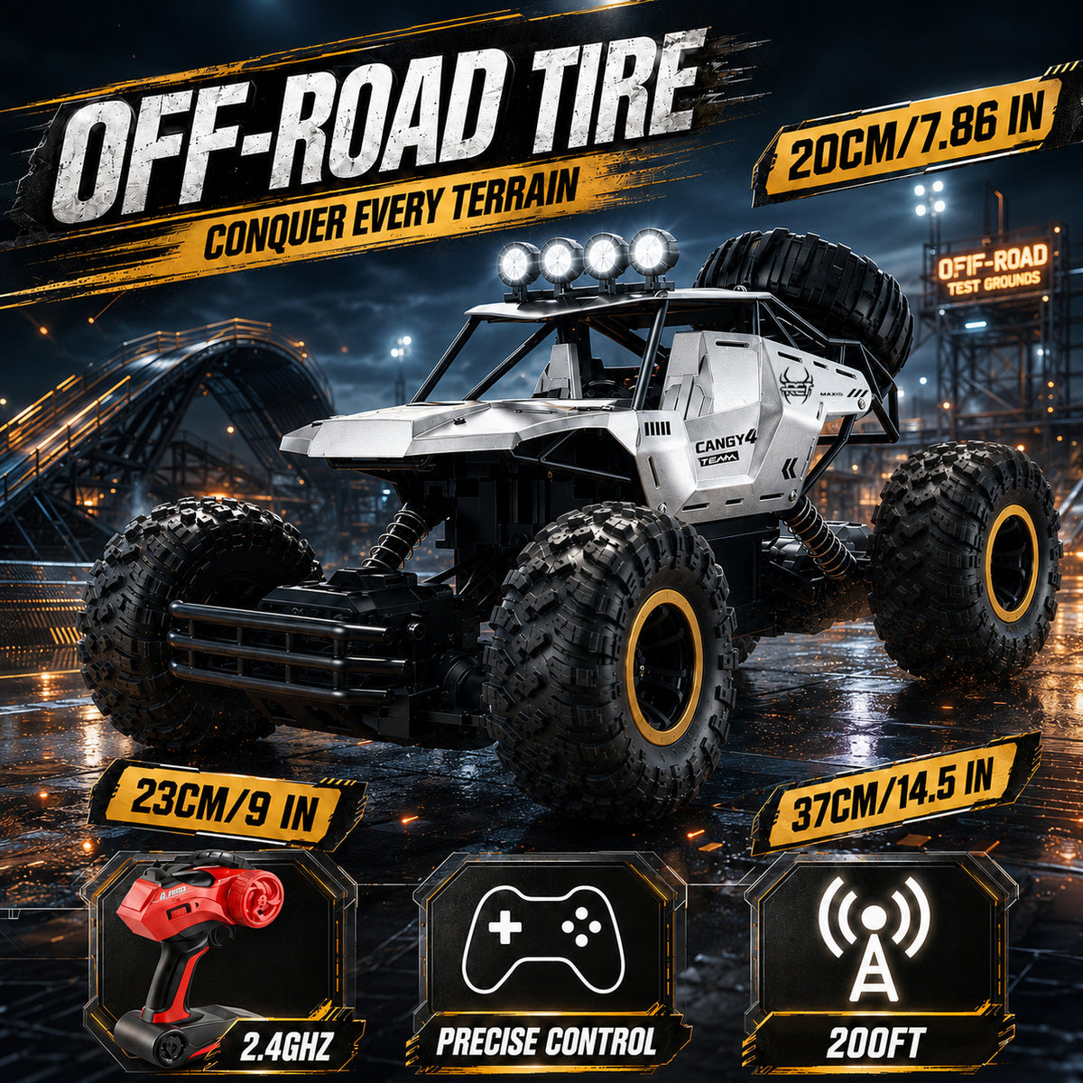 TEMU Can't Sale. Silver,Black RC Car Rock Crawler Rechargeable Off Road Truck 4WD, Metal Shell LED Headlights Remote Control Off Road Car Truck, Logistics Is Randomly Sent By UPS, USPS,UNI,GOFO.