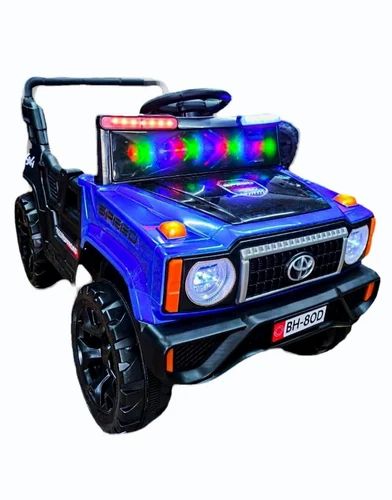 Blue child's ride-on jeep in Ahmedabad with LED lights, perfect for outdoor fun and adventure.