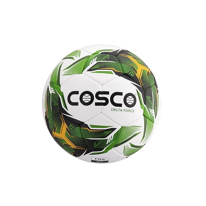 White green Cosco Delta Force soccer ball Cosco size 5 football for sale Ahmedabad online India durable stitched design