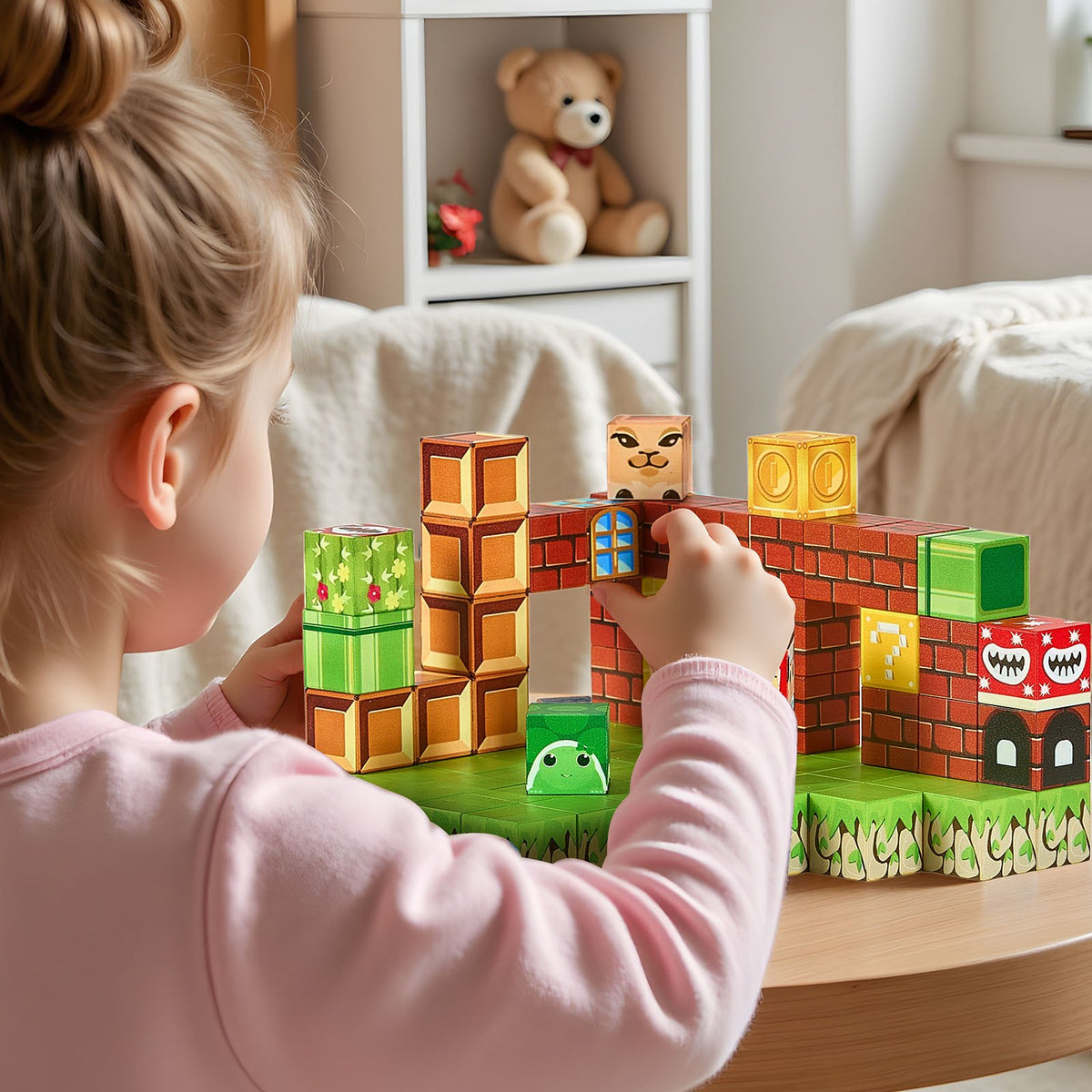 Minecraft Blocks, 100 PCS Magnet Blocks Set, Magnetic Building Cubes For Kids, STEM Montessori Sensory Toys For Christmas Birthday Gift, Construction Stacking Toy For Ages 3 And  Years Old Boys & Girls
