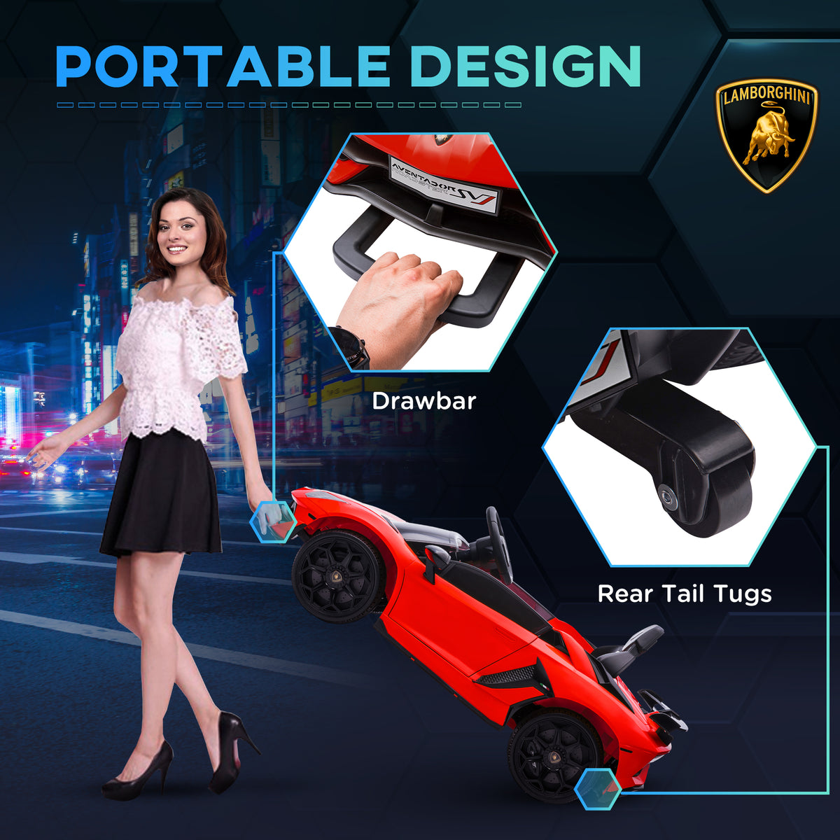 Lamborghini Licensed 12V Kids Electric Car W  Butterfly Doors, Remote, Music, Horn, Suspension - Red
