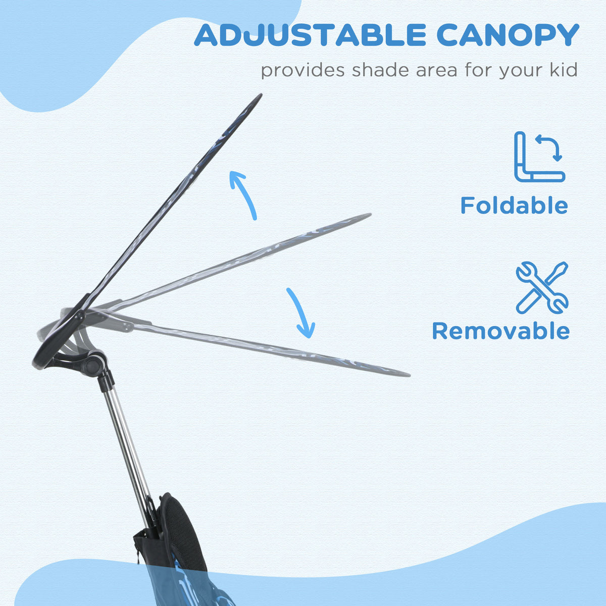 6 In 1 Tricycle For Kids With 5-point Harness Straps, Removable Canopy, Blue