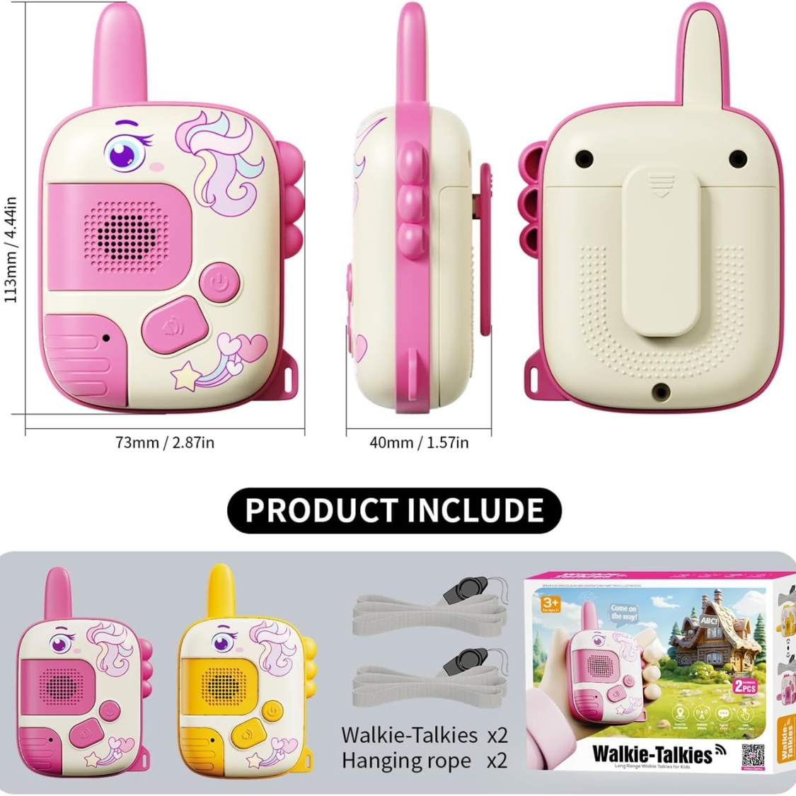 2 Pack Walkie Talkies For Girls Kids Ages 3-10 Birthday Gifts For Camping Outdoor Games Christmas Easter Holiday Toys