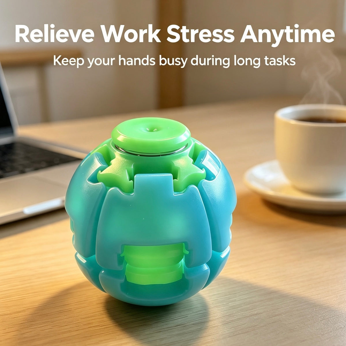 Unisex Compact Rotates Stress Relief Press Fidget Ball - Pocket Sensory Toy For Above 12 Teens & Adults, Glow-in-the-Dark Travel Car Ride Fidgeting Gift
