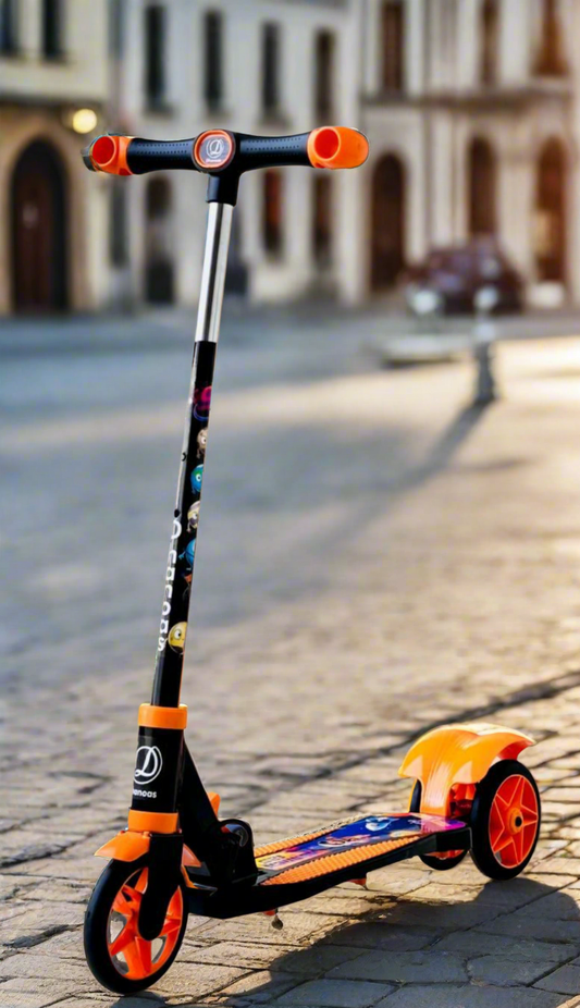 Orange and black foldable kids scooter with T bar handle and rear wheels Foldable kick scooter for boys girls Gujarat online