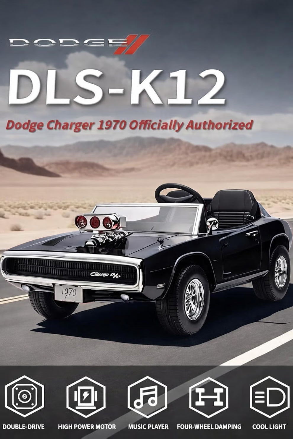 Dodge Charger 1970 Ride on car battery operated car Ahmedabad from Sam's Toy World, black color for ages 3+