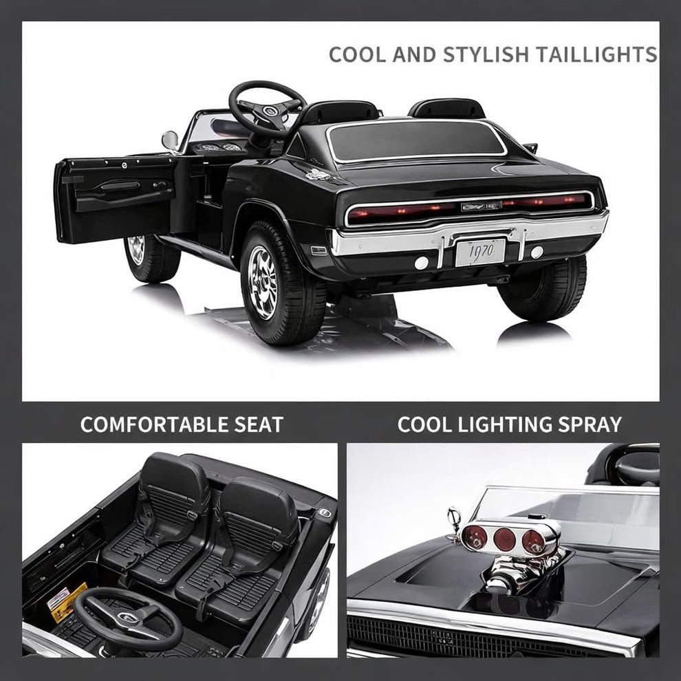 Sam's Toy World Ride on car Dodge Charger battery operated car Ahmedabad with stylish taillights and comfy seat