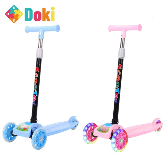 Portable scooter for kids adjustable height for boy and girl best rate in blue and pink colors with light-up wheels