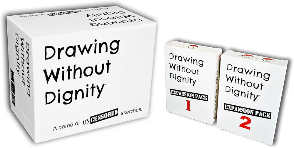 Drawing Without Dignity game set with two expansion packs for fun sketching activities