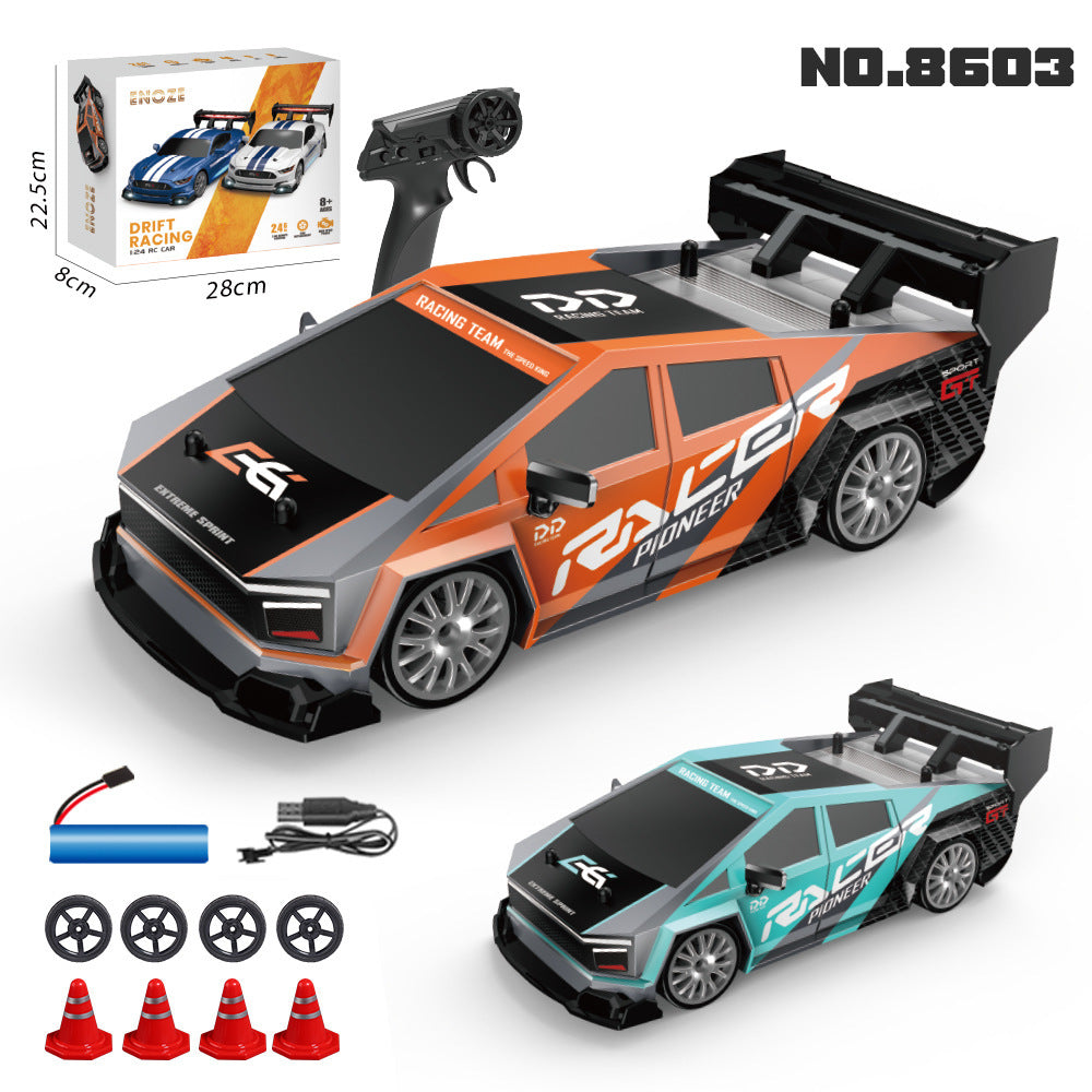 Drifting Stunt rc car with remote in orange and teal colors, suitable for ages 8 and up from Sam's Toy World