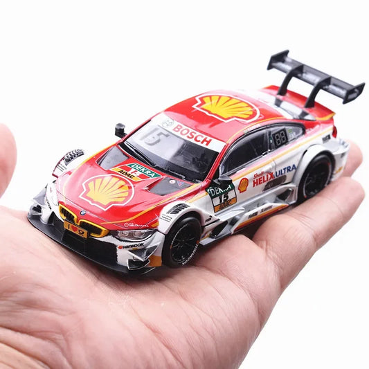 Red Tesla Model 3 car toy, side view, ideal for imaginative play and collectors