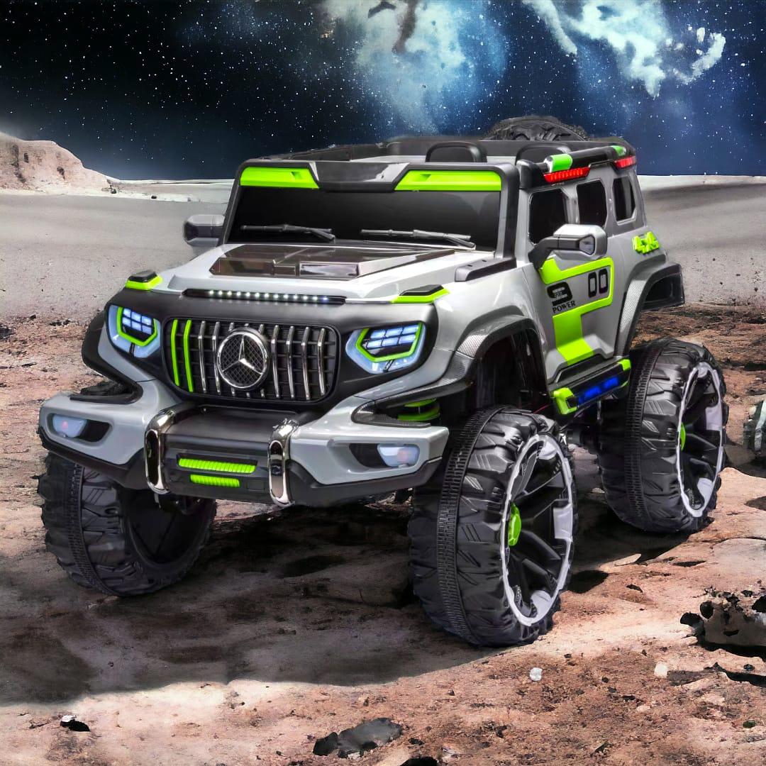 Durable Kids Ride on jeep 4x4 discount price on Online gray and green toy jeep with large wheels