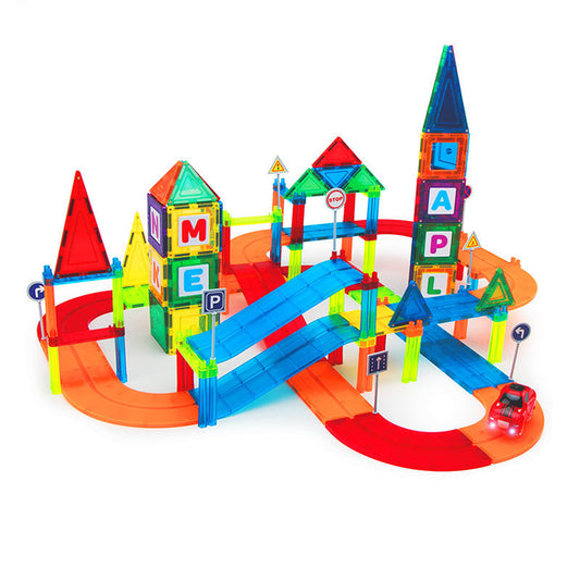Trending Piece Kids Magnetic Tile Car Race Track STEM DIY | Sam's Toy Ahmedabad