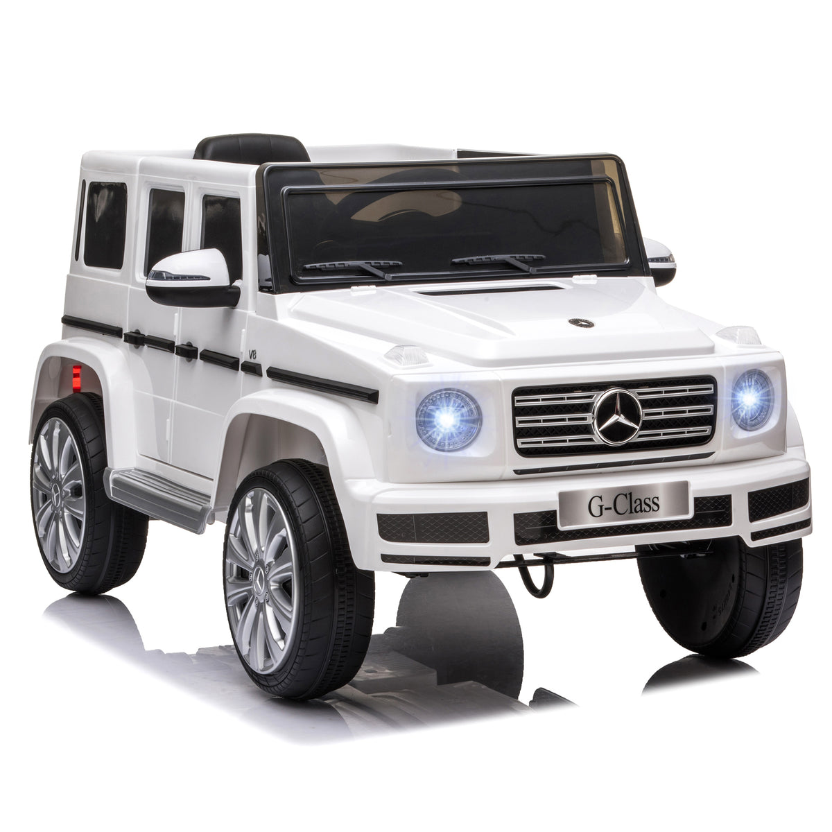 Mercedes Benz G500 Licensed 12V Kids Electric Ride On Car Toy With Parental Remote Control Battery-powered 2 Motors Music Lights MP3 For 3-8 Years Old White