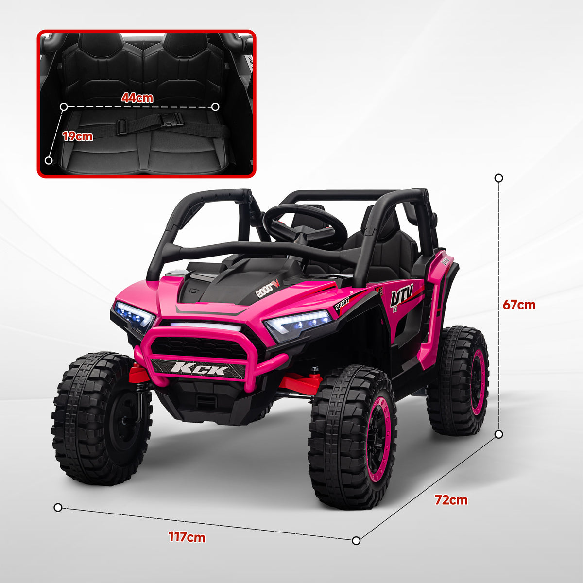 2 Seater 24V 7AH Ride On Truck, Battery Powered Electric Ride On Car W/ Remote, Suspension, 3 Speeds, Pink