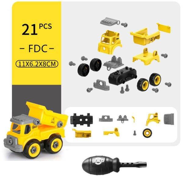 Educational construction toys for toddlers kids Ahmedabad yellow 21-piece toy truck building set with screwdriver