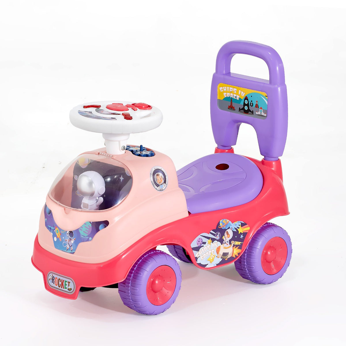 Ride On Toddler Push Car, Push Car For Toddler 19 To 36 Months, Kids Ride On Toy With Horn & Music, 48.5 Lbs Load Capacity, Under-seat Storage, Foot-to-Floor Walker For Toddlers Boys Girls, Pink