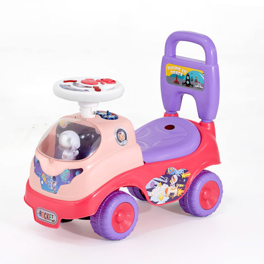 Ride On Toddler Push Car, Push Car For Toddler 19 To 36 Months, Kids Ride On Toy With Horn & Music, 48.5 Lbs Load Capacity, Under-seat Storage, Foot-to-Floor Walker For Toddlers Boys Girls, Pink
