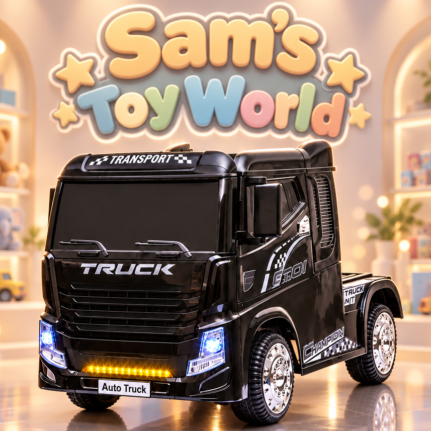 Electric Ride-On Heavy-Duty Truck with Remote & Manual Drive Ahmedabad Gujarat in black for ages 3 and up from Sam's Toy World