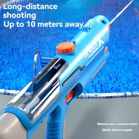 Blue electric water gun for kids in Ahmedabad Gujarat, designed for long-distance shooting up to 10 meters