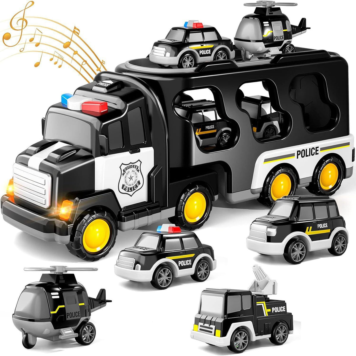Police toy truck set with police cars and helicopter for kids ages 3 and up from Sam's Toy World