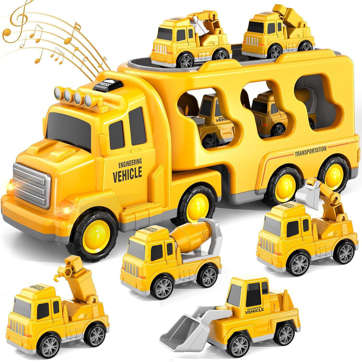 Engineering monster truck toy trucks in yellow with music, for kids 3 years and up from Sam's Toy World