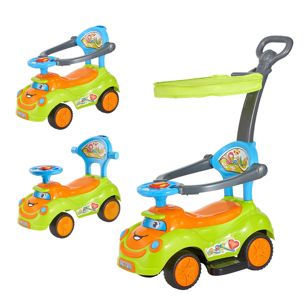Ride On Push Car, Push Car For Toddler 19 To 36 Months, Around Buggy With Guardrails, Handle & Under-seat Storage, 55 Lbs Load Capacity, Foot-to-Floor Walker For Boys Girls, Green