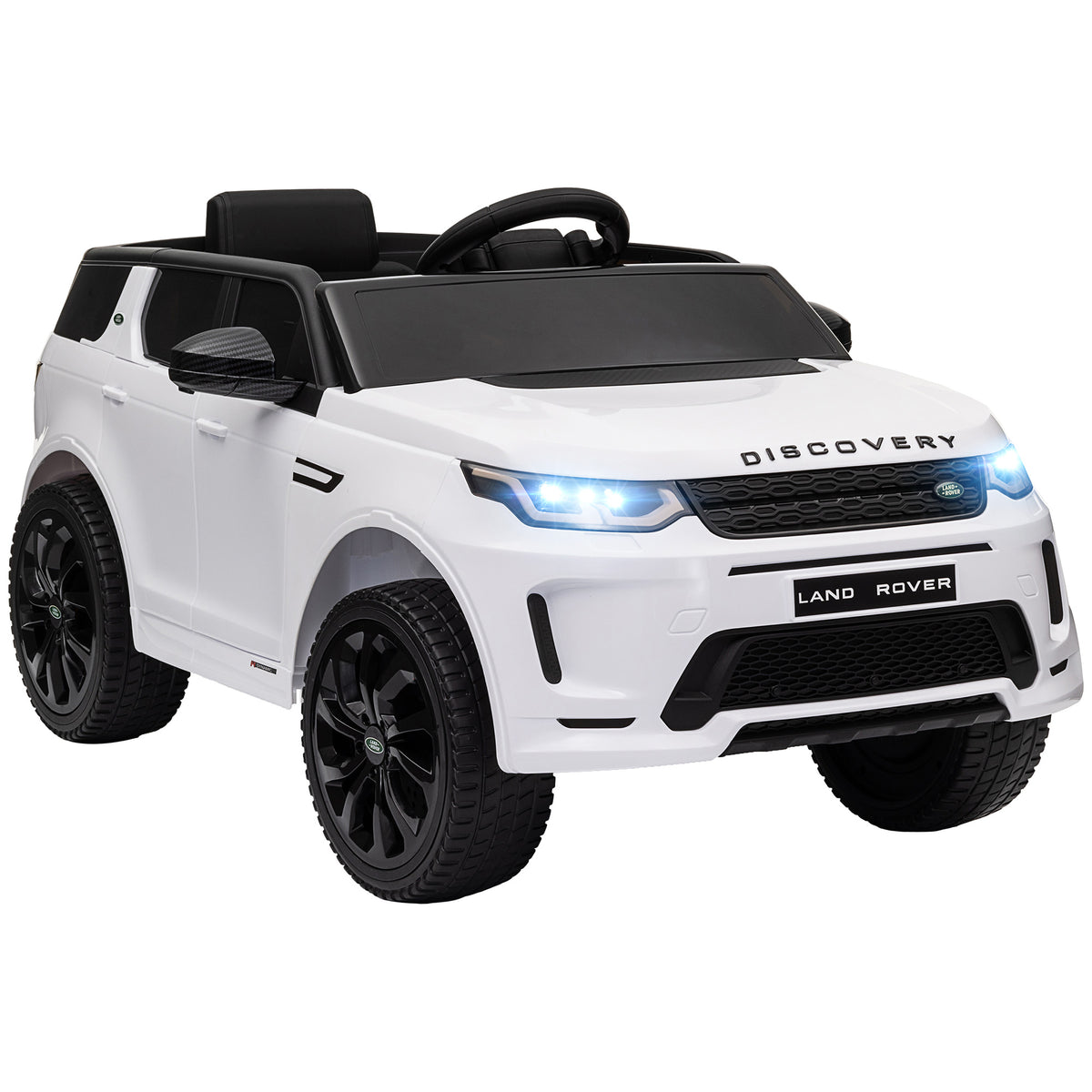Licensed Land Rover Discovery Sport, 12V Kids Ride On Car W/ Remote Control, Lights, Music, Horn, For 3-6 Years, White
