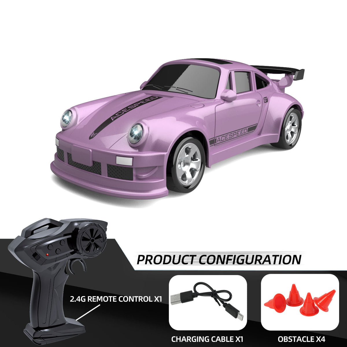 Sam's Toy World 1:64 Desktop Four-wheel Drift Car Remote Control Mini Drift Car Light Toy