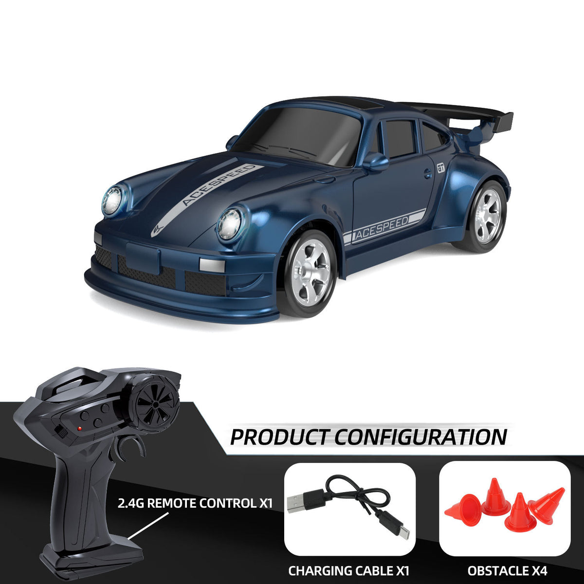 Sam's Toy World 1:64 Desktop Four-wheel Drift Car Remote Control Mini Drift Car Light Toy