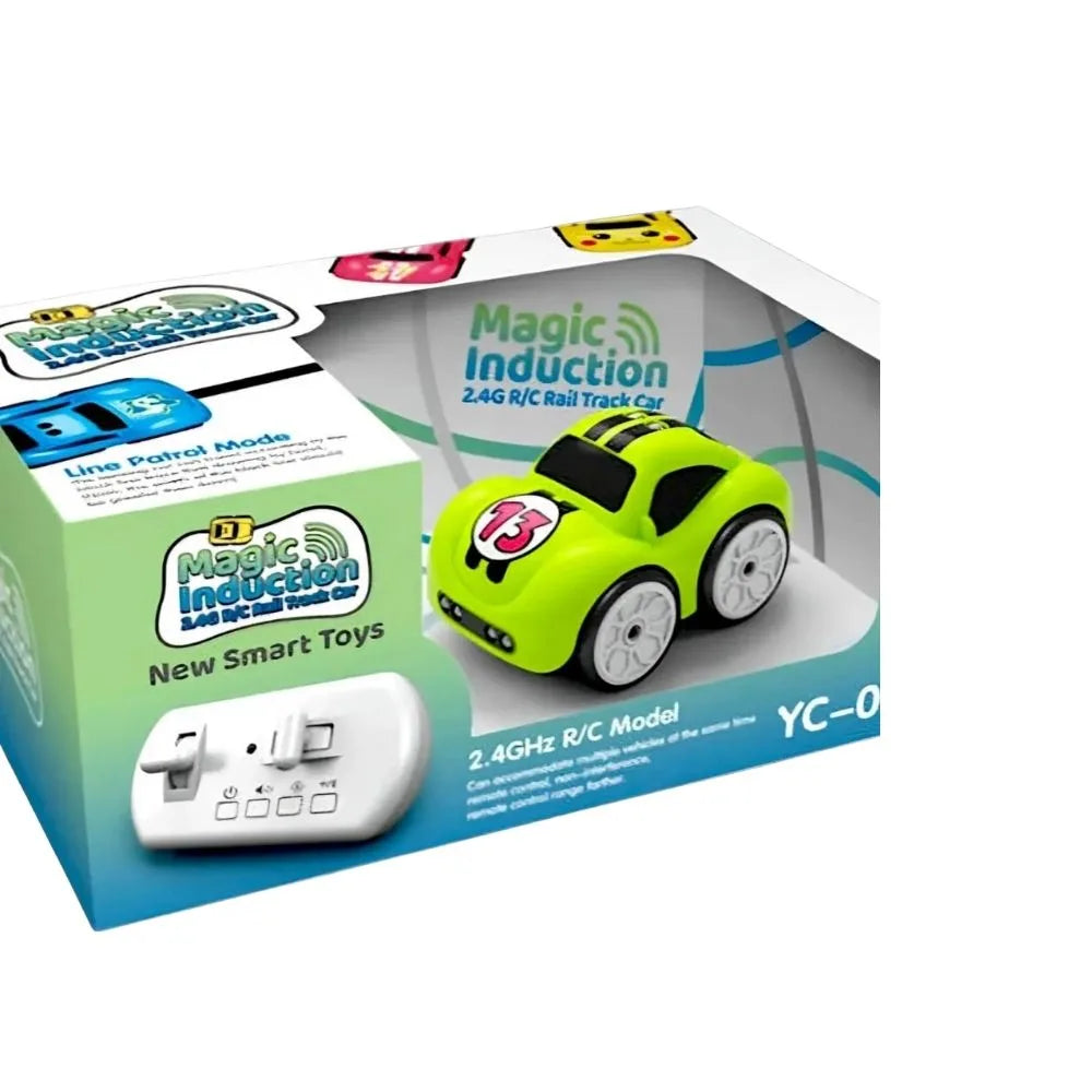 Follow me remote control sensor car gift for children in Ahmedabad with bright green design and sleek wheels