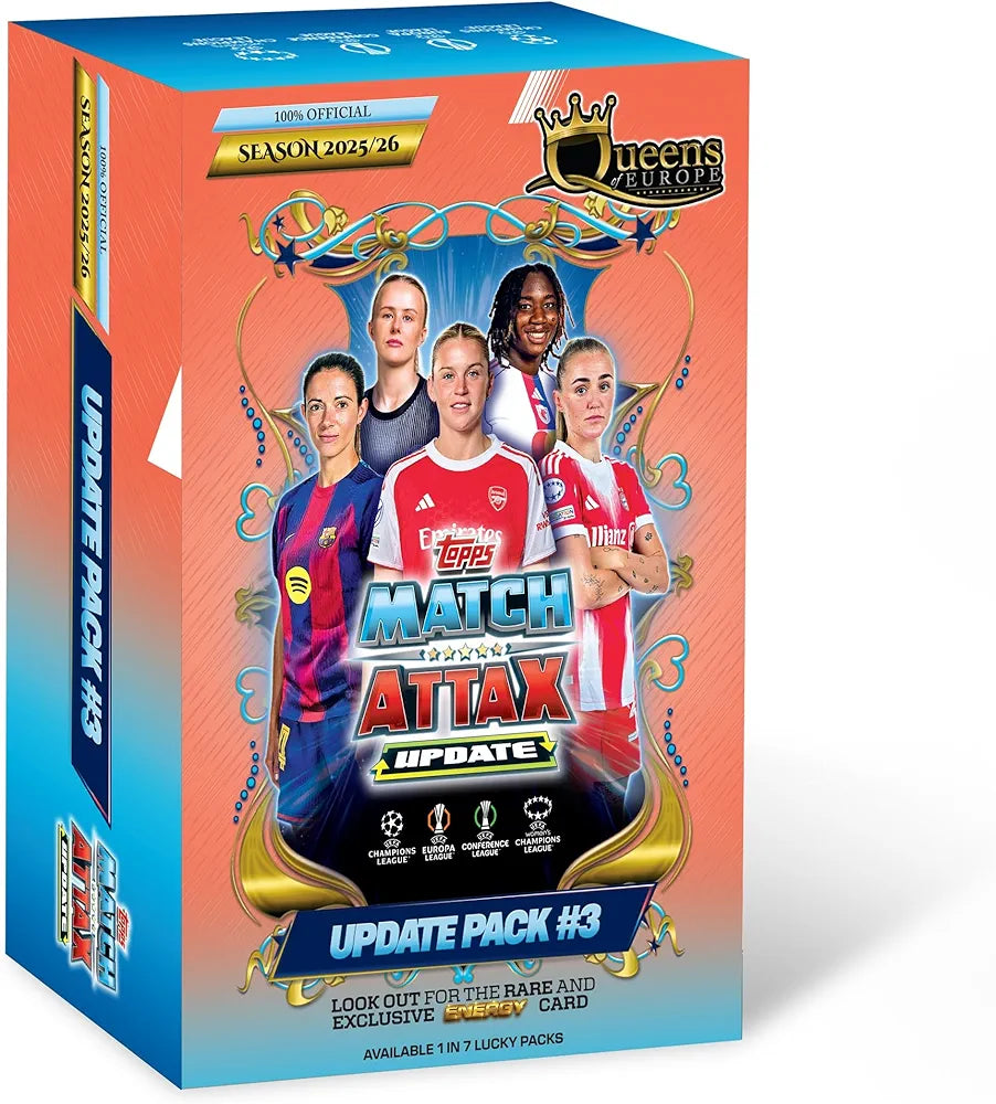 Topps Match Attax Update Pack #3 featuring female football players, front view, for collectors at Sam's Toy World