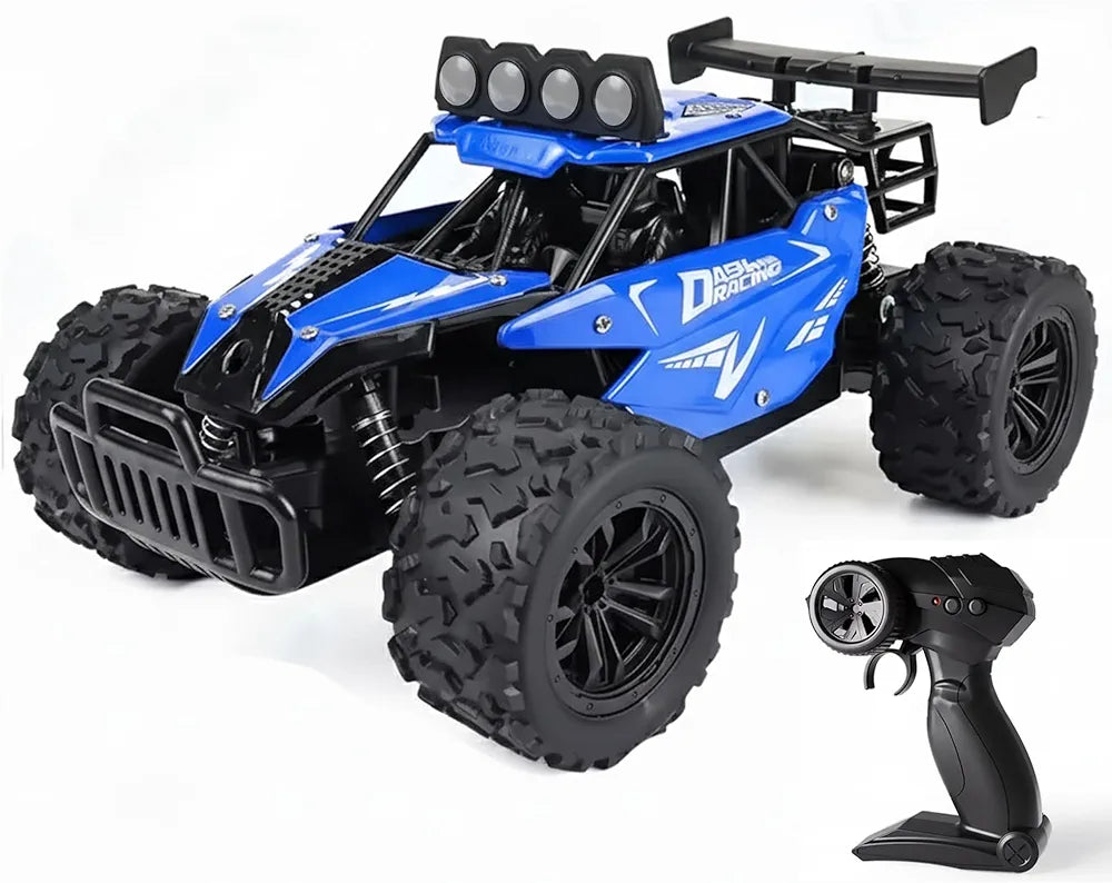 Blue full-function RC car for children with off-road tires and remote control for outdoor fun
