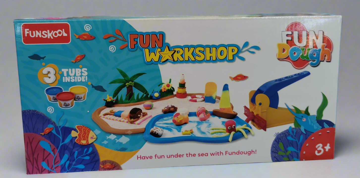 Funskool Fun Workshop Fun Dough playset box with three tubs undersea scene for ages 3 plus buy Funskool Fun Workshop online India
