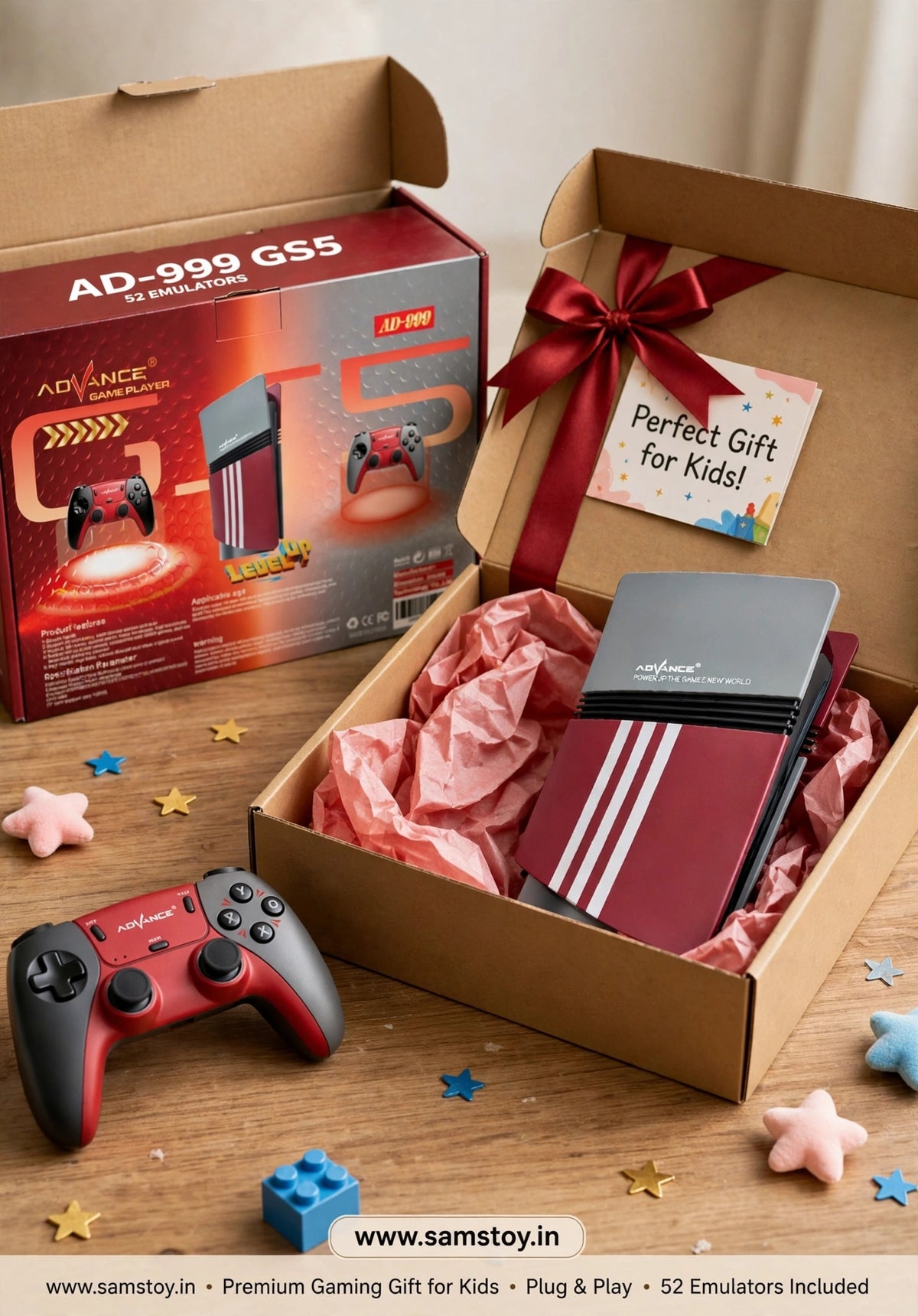 Gamestick GS5 pro TV Video Game stick in Sam's Toy World with red design, ideal gift for kids