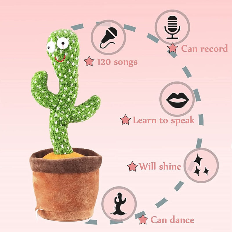 Singing Cactus Toy with lights and 120 songs features, perfect as a gift for kids dancing cactus Singing Cactus Toy, Rechargeable Toy for Home