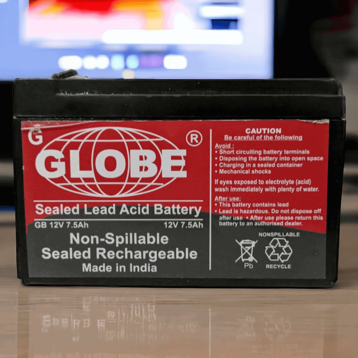 Buy 12V rechargeable battery for kids ride-on cars Ahmedabad Gujarat Globe sealed lead acid battery black red label