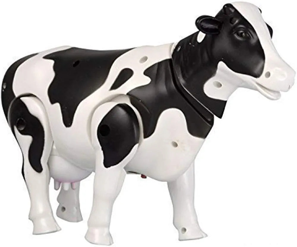 Black and white highland cow stuffed toy, side view, perfect for cuddling and imaginative play