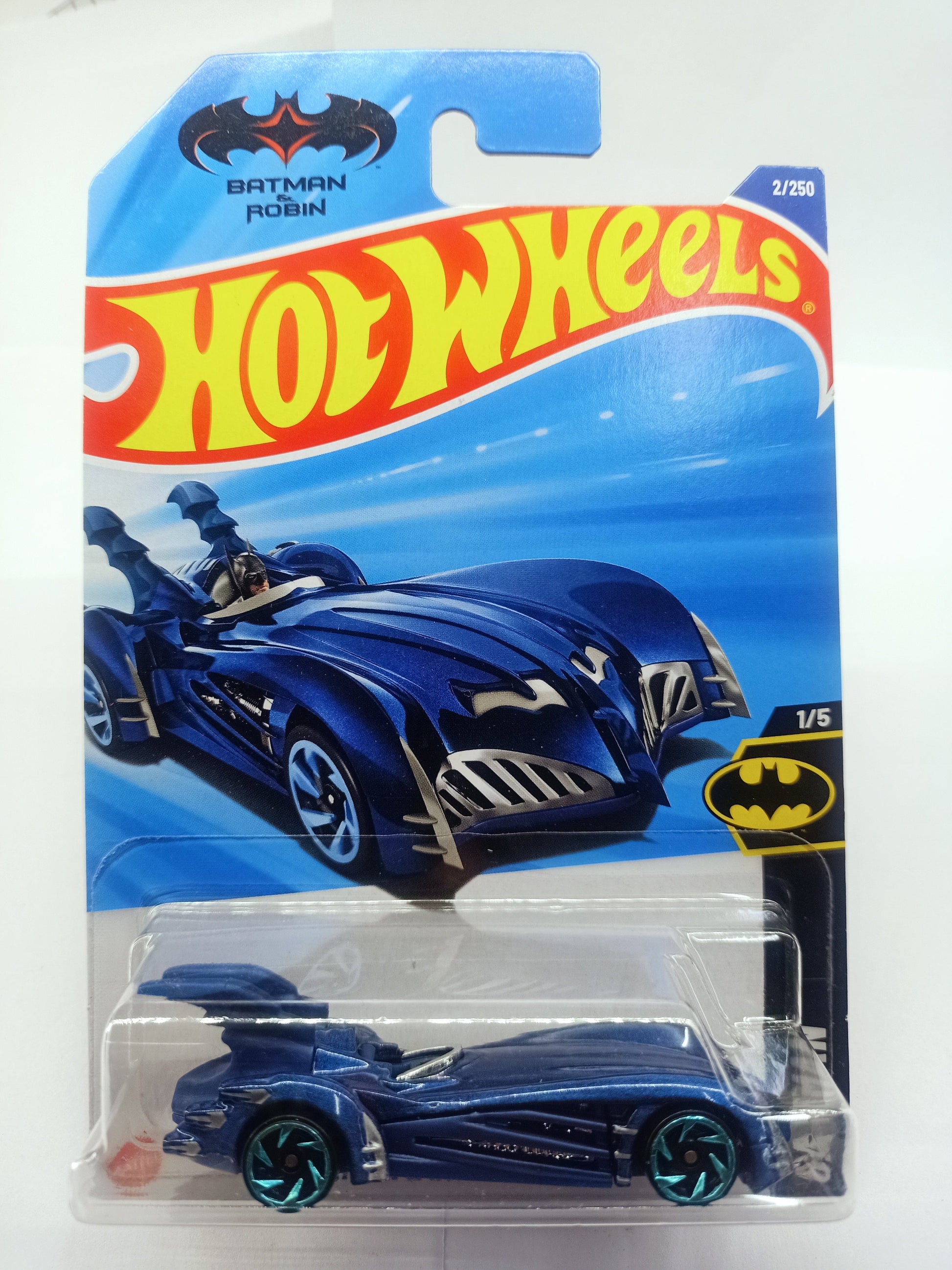 Hot Wheels Batmobile Ahmedabad in blue packaging featuring Batman design and collectible details