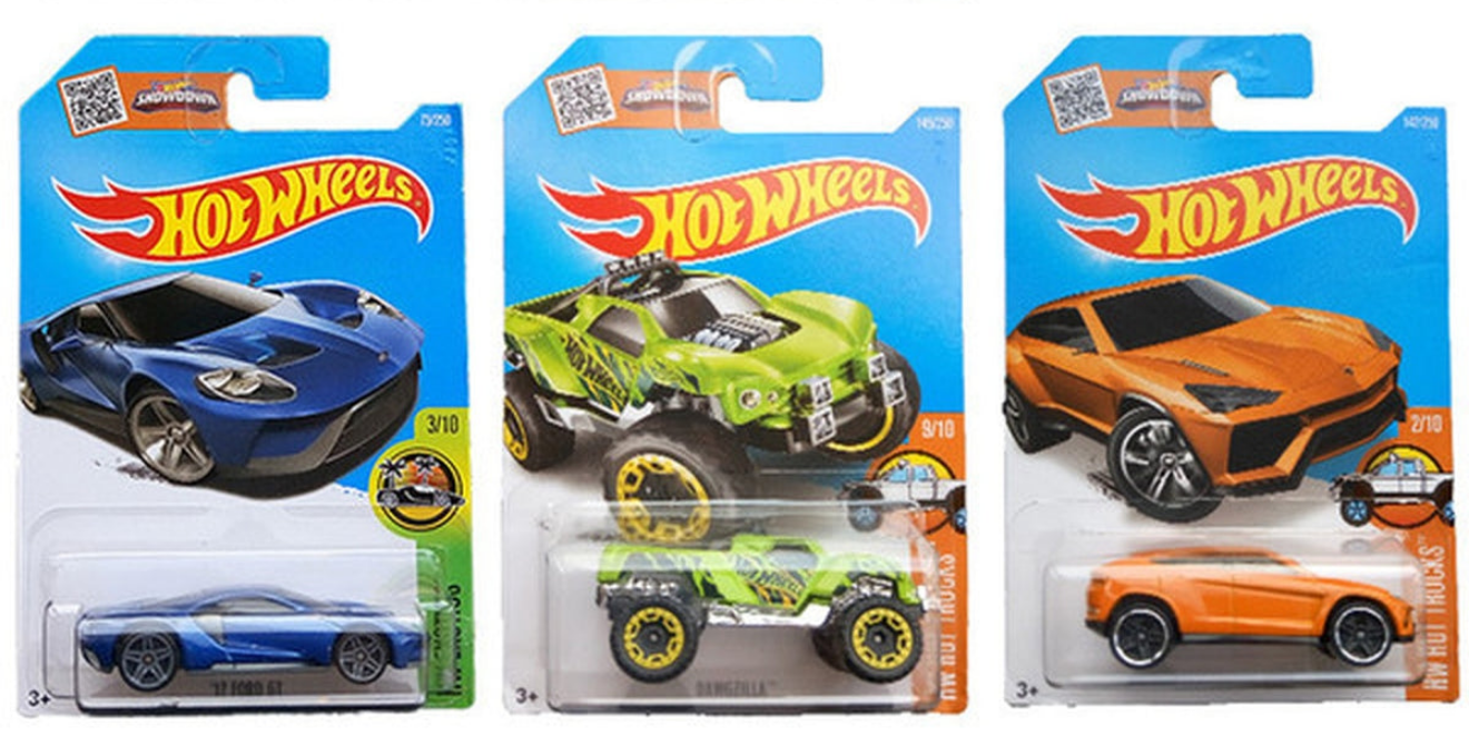 Hot Wheels diecast cars 1:64 scale buy in Ahmedabad Gujarat . Three blister packaged Hot Wheels cars in blue green and orange