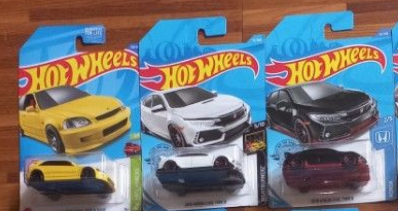Hot Wheels diecast cars 1:64 scale buy in Ahmedabad Gujarat . Three Honda style Hot Wheels diecast cars in blister packs