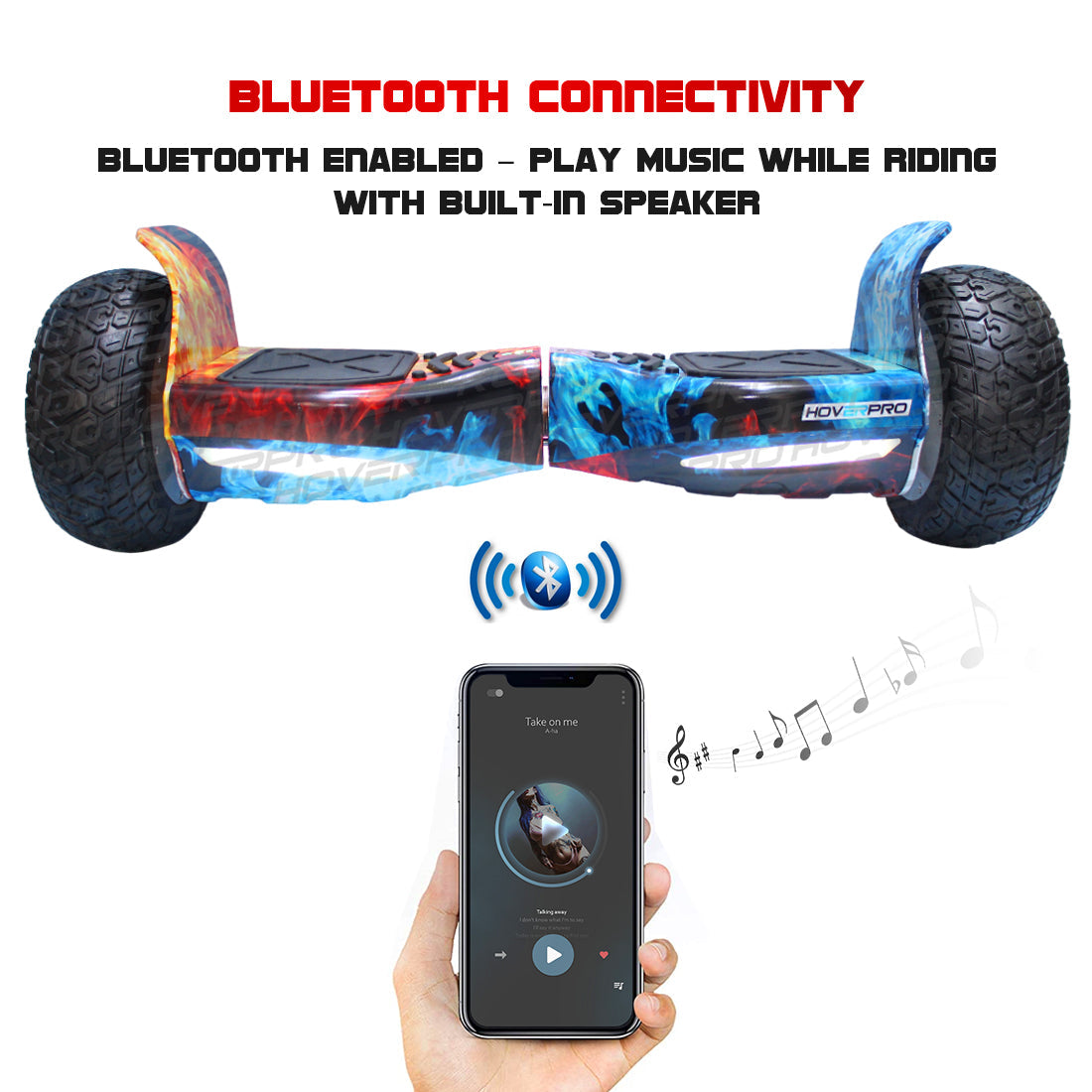 Colorful hoverboard off-road in Ahmedabad Gujarat with Bluetooth connectivity for music while riding