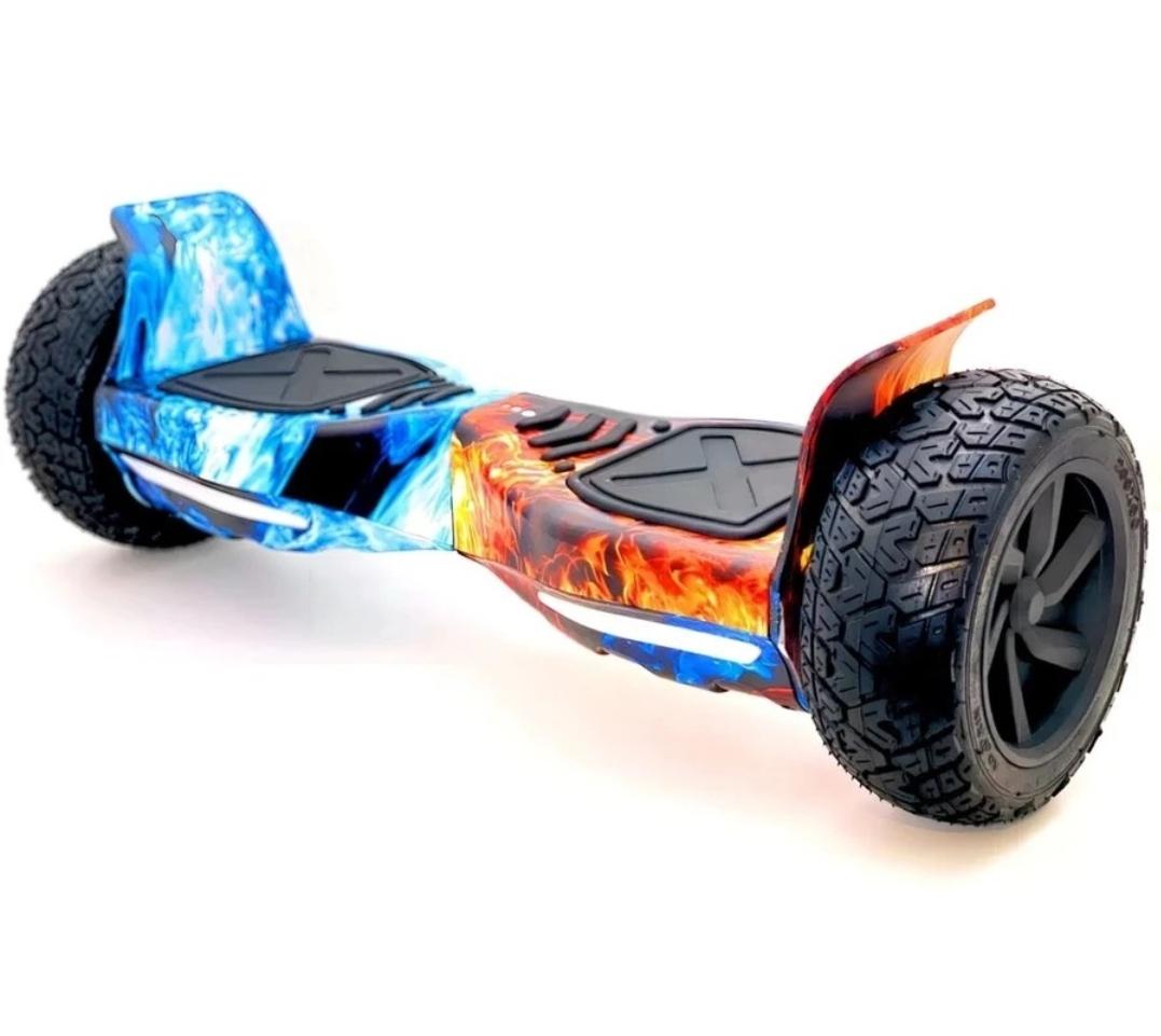 Blue and orange hoverboard off-road in Ahmedabad Gujarat with large tires for rugged outdoor fun