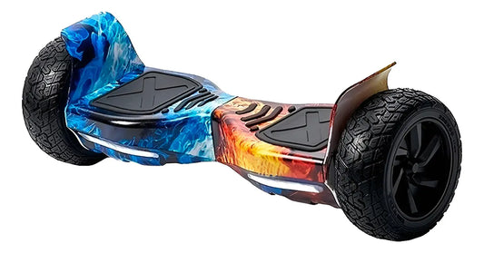 Colorful hoverboard off-road in Ahmedabad Gujarat with all-terrain tires, side view, for outdoor adventures